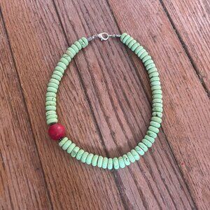 Green and Red Beaded Necklace